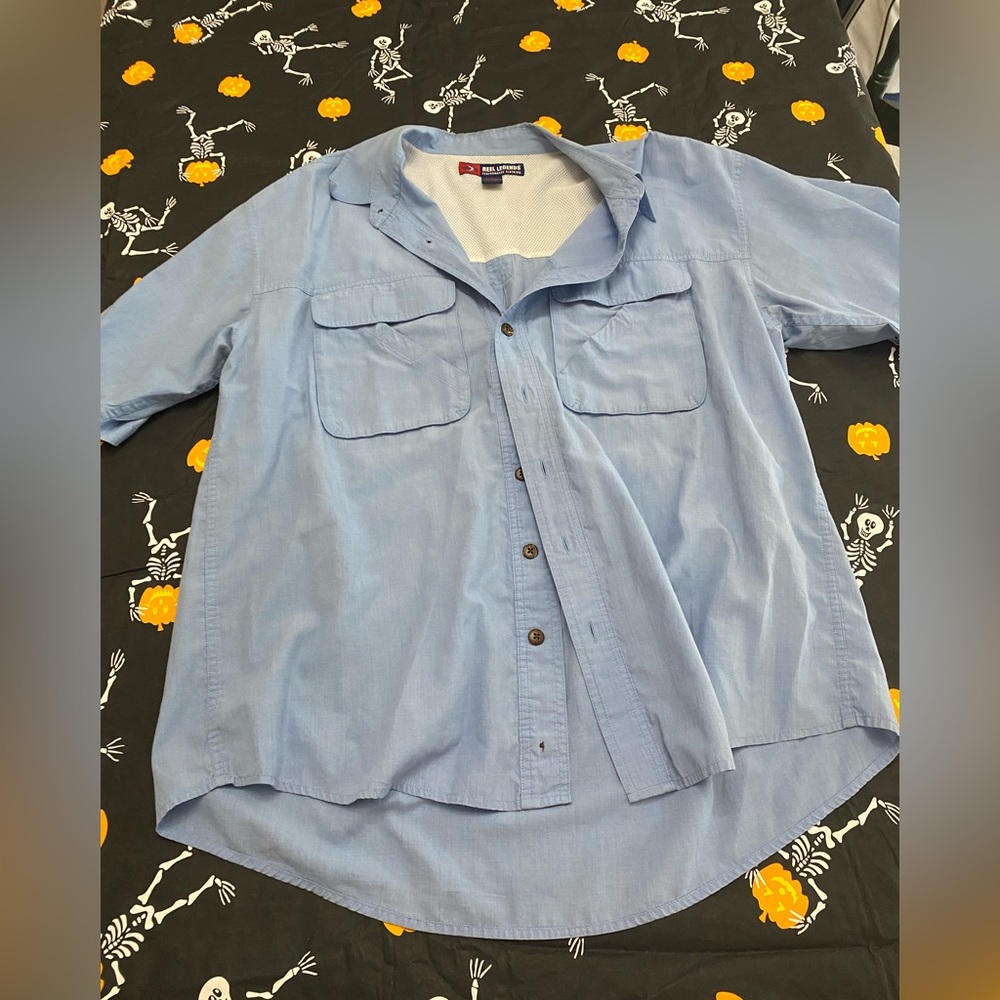 Reel Legends Performance Clothing Mens Short Sleeve Button Down Shirt XL